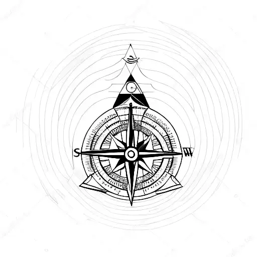 Crow In Geometric Forms With A Compass In The Bottom