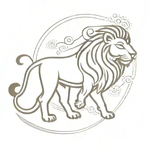 Minimalist Buddhist Lion Walking In Celestial Path Leading Towards Liberation In The Form Of Shiva