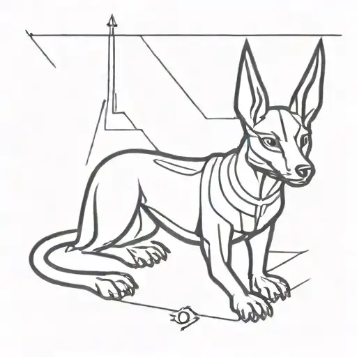 A Completely Black Anubis Laying Horizontally