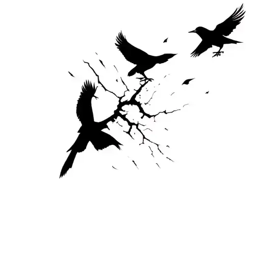 Itachi Sillouette Breaking Into Crows In His Genjutsu