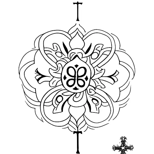 Lilly Flower And Religious Crosses Gothic