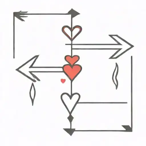 Simplistic Flaming Straight Arrow Piercing 3 Red Hearts Stacked On Top Of One Another