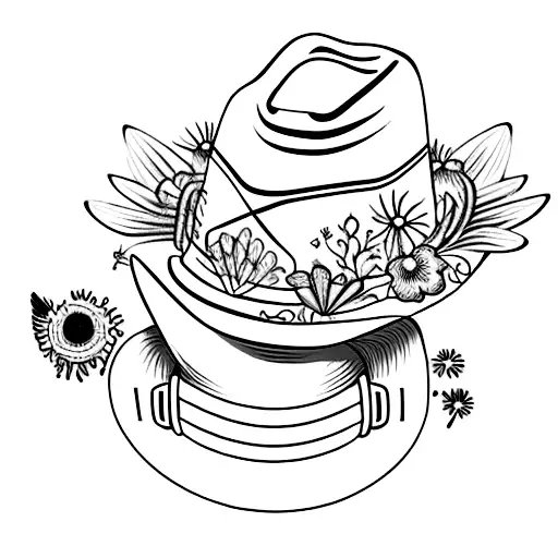A Cowboy Hat Adorned With Wildflowers And Hummingbirds