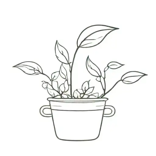 A Little Leaf Plant In A Pot With Two Human Ears To The Side
