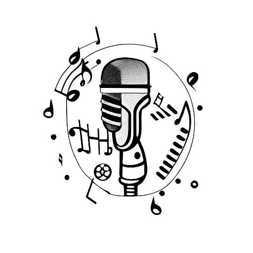 Small Microphone With Music Notes