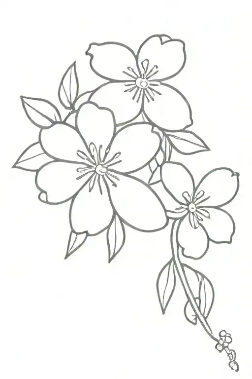 Single Forget Me Not Flower Fine Line