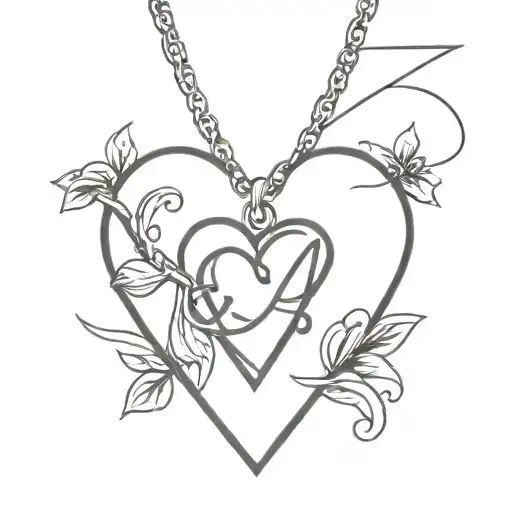 Heart Locket With Letter A In Script Font