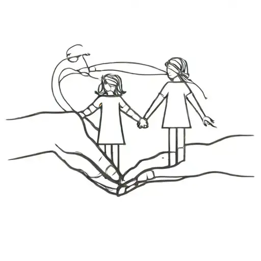 Father And 2 Daughter Holding Hands