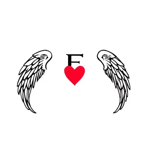 Death Maman Angel Wing With Heart And Letter F
