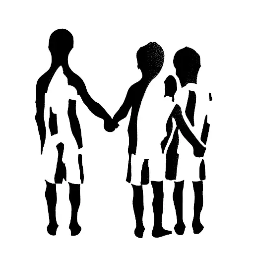 The Silhouettes Of Three Little Boys Holding Hands And Their Names
