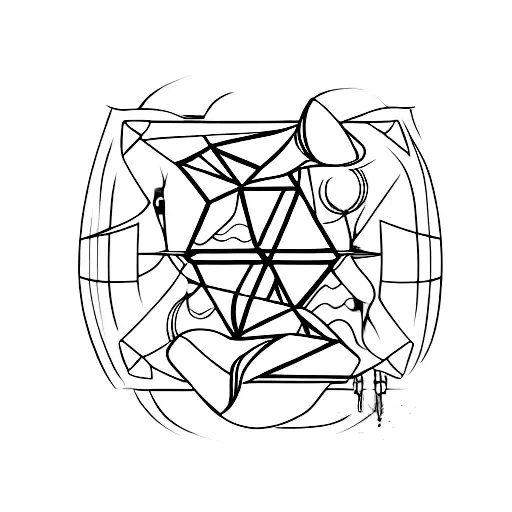 A Minimalist Glass Of Wine Containing A Triangle And An Infinite Symbol