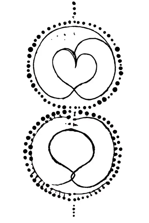 Circle Dots Representing Heart And Particle Lines Representing Entaglement