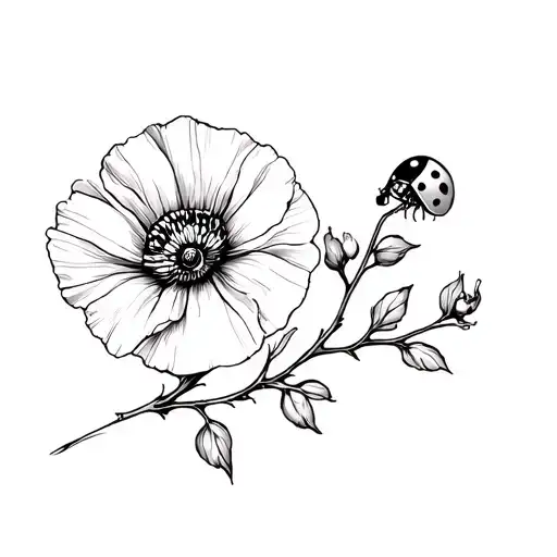 Poppy And Ladybug On A Branch