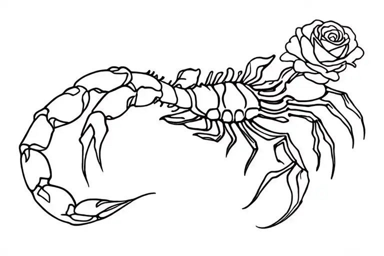 Minimaliste Scorpio With A Body In Roses In Black