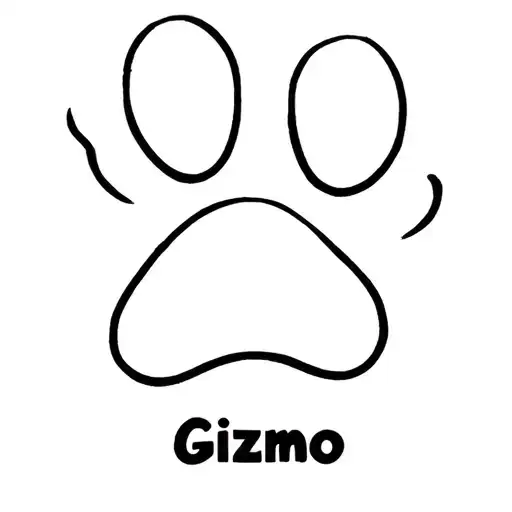 Dog Paw With Yorkie Silhouette Name Gizmo Below