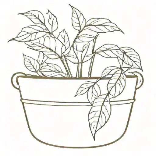 A Little Leaf Plant In A Pot With Two Human Ears On It