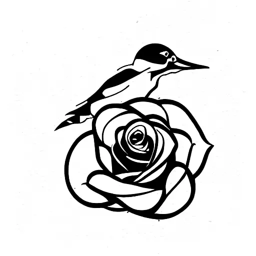Woodpecker With A Rose
