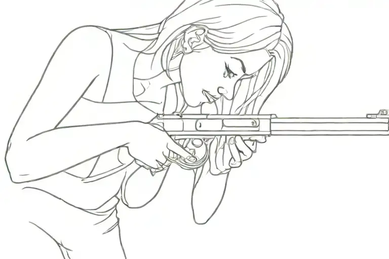 Female Holding Gun