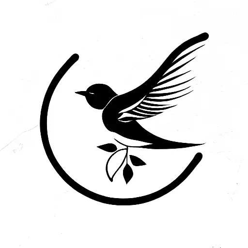 Swallow Bird With Flower For Man