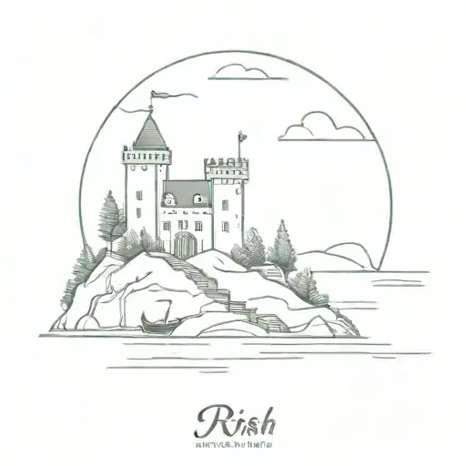 Irish Castle On An Island With A Row Boat