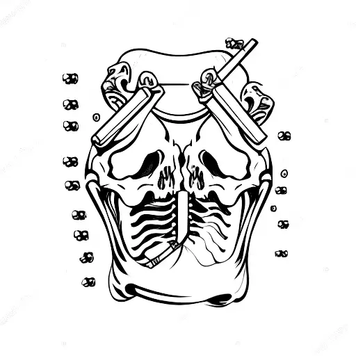 Bottom Of Skeleton Jaw With Cigarette