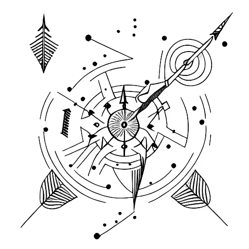 A Minimalist Tattoo Of A Sagittarius Constellation Formed By Arrows