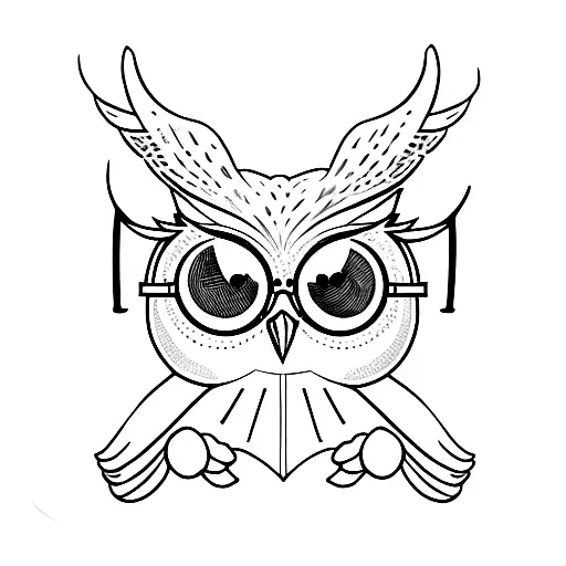 Owl Wearing Glasses And Holding A Book In Its Talons