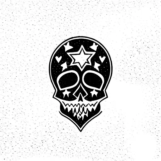 Skull With Hearts And Stars