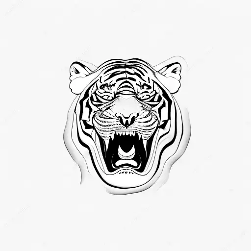 A Minimalist Tattoo Of A Tiger In Space
