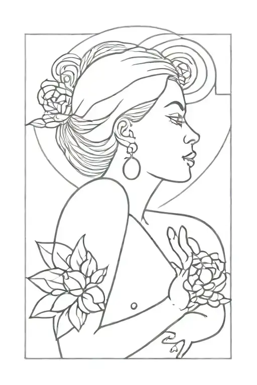 Woman Holding Sun But It Is A Flower