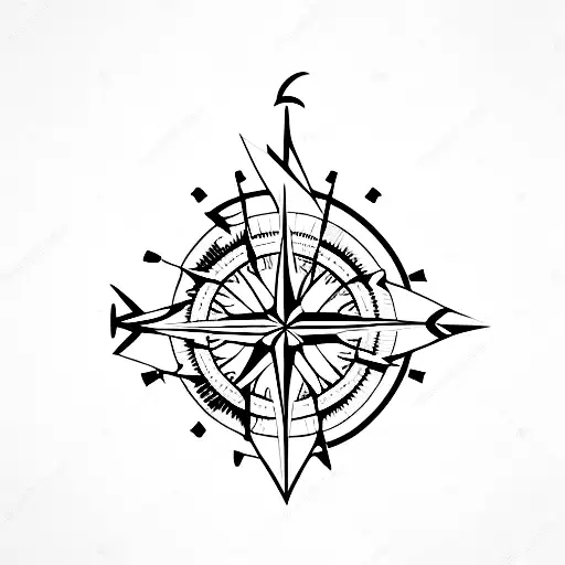Compass With Mountians And A Cross