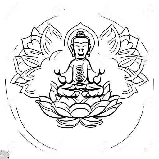 A Small Minimalist Tattoo Of A Buddha Meditating On A Rainbow Lotus Flower On The Inner Wrist