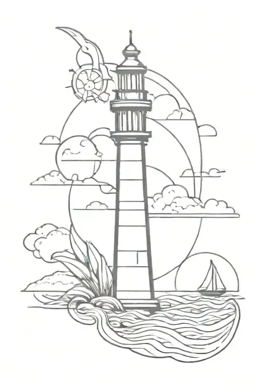 Thin Line Sleeve With Nautical Elements