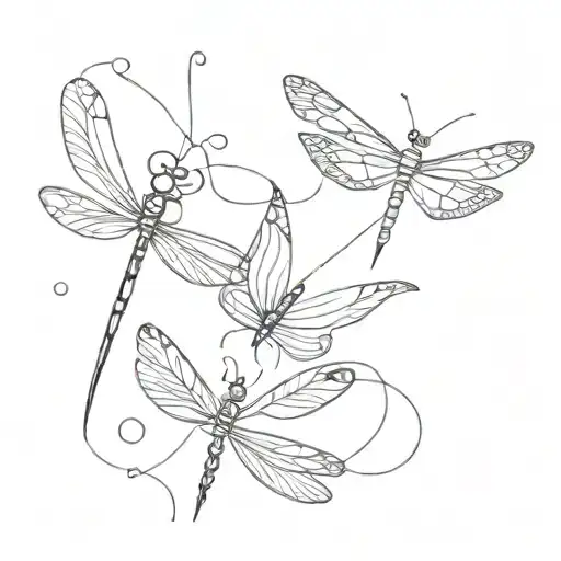 Fineline Dragonfly And Butterfly
