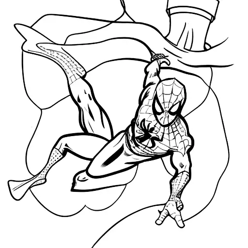 A Minimalist Tattoo Of Spiderman Swinging From A Coffee Bean Vine