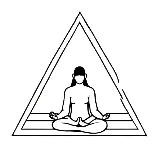 Upward-pointing Triangle Holds The Silhouette Of A Person In A Meditative Lotus Position