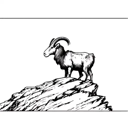 Wild Goat On Edge Cliff Highlands Background
