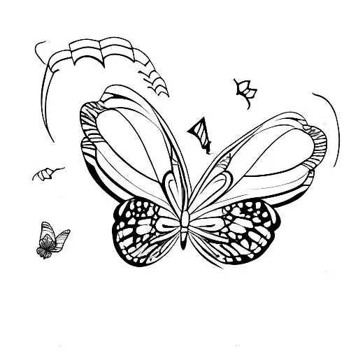 A Butterly One Wing Is Normal Other Wingflying Away With Broken Small Pieces