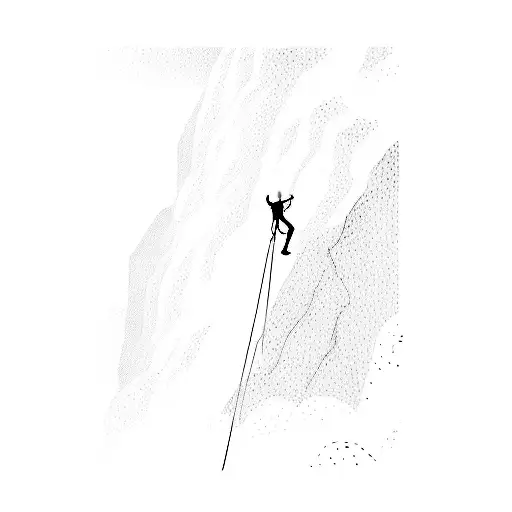 A Persons Shadow Rappelling Down A Mountain