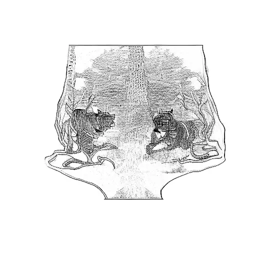 A Tiger And A Leopard Walking Down Branches Exotic Background