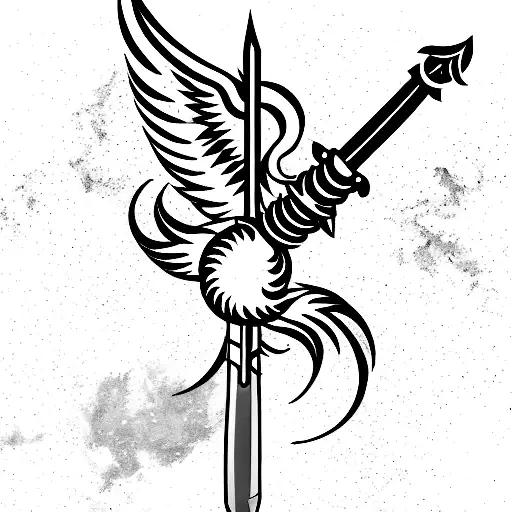 Phoenix And Sword In Background