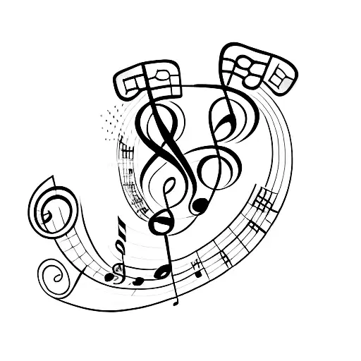 Music Notes Cascading Heart