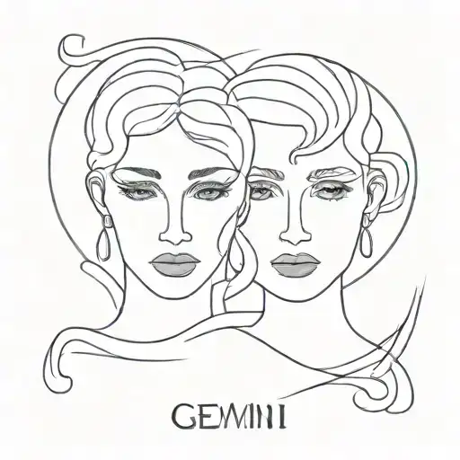 Gemini Card With 2 Female Faces One Looking