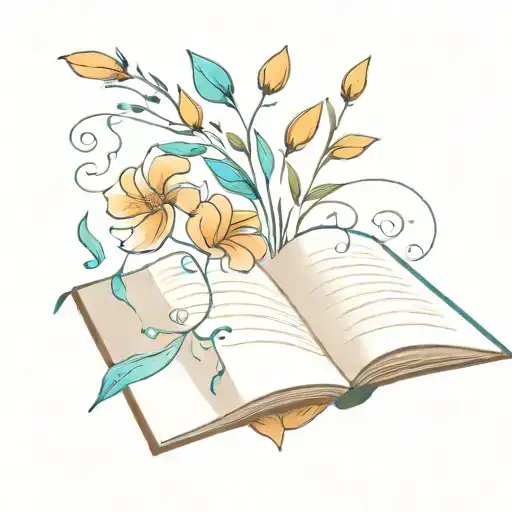 A Minimalist Design Of An Open Book With Colorful Flowers Growing Out Of It