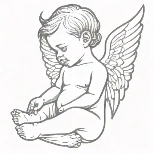 Baby Angel Tattoo Abstract Representation