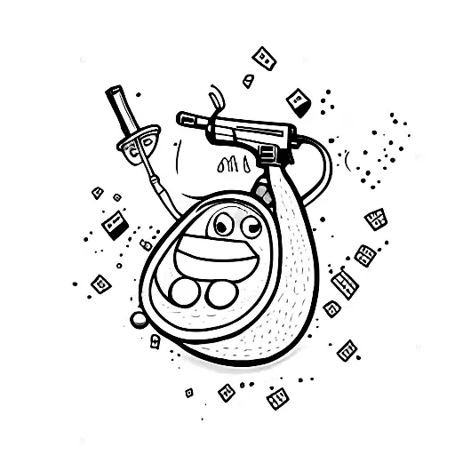 Cartoon Avocado With A Gun