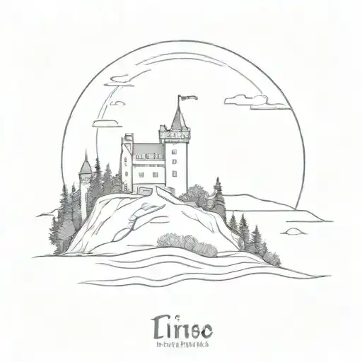 Irish Castle On An Island With A Western Red Cedar Tree