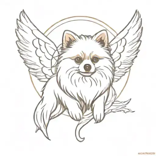 Pomeranian With Angel Wings And A Halo Of Gods