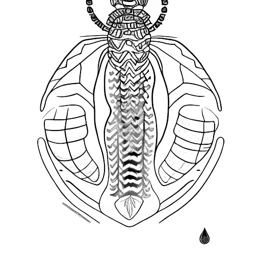 A Minimalist Tattoo Of A Skolopendra Crawling On A Leaf