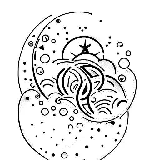 A Minimalist Tattoo Of A Moon And Stars Forming The Shape Of A Heart